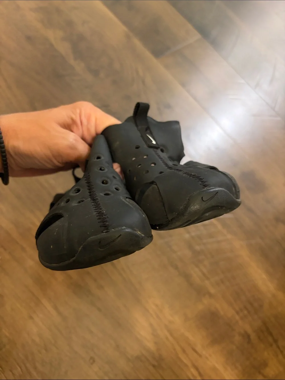 Nike Black Kids Water Shoes with White Swoosh